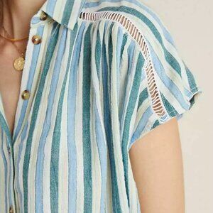 Striped Blue and White Women's Top